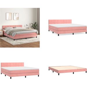 vidaXL Boxspring met matras fluweel roze 160x200 cm - Boxspring - Boxsprings - Bed - Slaapmeubel