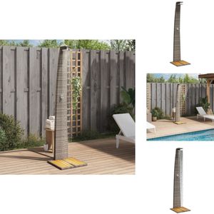 vidaXL Buitendouche - Buitendouches - Tuindouche - Buiten Douche - Buitendouche 55x60x224 cm poly rattan en acaciahout grijs