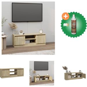 vidaXL Tv-meubel met deur 102x30x36 cm sonoma eikenkleurig - Kast - Inclusief Houtreiniger en verfrisser