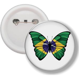 Button Met Speld - Vlinder Vlag Brazilië