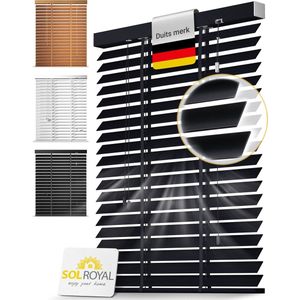 Sol Royal BE5 – Houten Jaloezieen Zwaart 50 mm Lamellen Extra Breed – 110x250 cm – Eenvoudige Montage aan Muur & Plafond – Echt Hout – Rolgordijn Raam & Deur