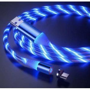 Lichtgevende oplaadkabel magnetisch - Samsung oplader lichtgevend - Micro usb - Blauw - 1 meter