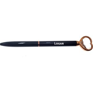 Pen Met Gravering - Hartje - Met Naam - Logan - Zwart