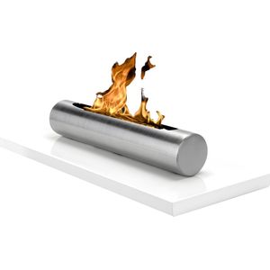 Rechthoekige Tube bio ethanol tafelhaard wit kleur voor binnen & buiten 8 x 37 x 15 cm - milieuvriendelijk duurzaam handgemaakte bio ethanol Onderhoudsvrij tafelhaard - bio ethanol moderne sfeerhaard - bio ethanol design haard voor op de tafel