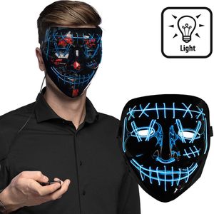 Boland - LED masker Killer smile blauw - Volwassenen - Monster - Halloween accessoire - Horror