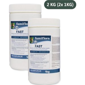 Famiflora Fast snelwerkend chloorgranulaat 2kg (2 x 1 KG) - Geschikt voor zwembad en spa - Chloreert het water snel - Voor onderhoud en chloorshock