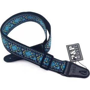 P&P® - Professionele Verstelbare Stevige Gitaarband - Guitar strap Band - Luxe Gitaarriem - Bas/Elektrische /Akoestische/ Klassieke Gitaar - Geborduurd Lichtblauw - Paars