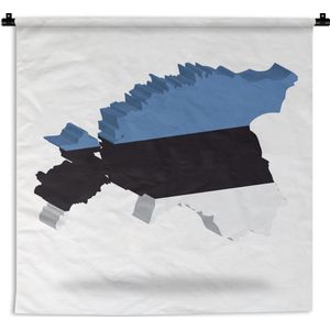 Wandkleed Vlag Estland - De vorm en de vlag van Estland Wandkleed katoen 90x90 cm - Wandtapijt met foto