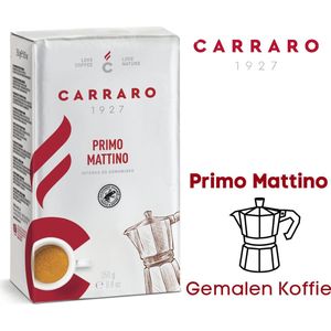 Caffè Carraro Primo Mattino Filterkoffie - 250 gram - Italiaanse Gemalen Koffie voor Espresso - perfect voor Bialetti Moka, Filter Koffie, Moccamaster, Cafetiere, enz.