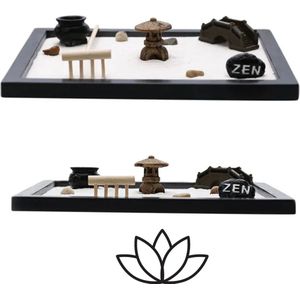 Mini Zentuin - Japans Zentuintje - Zen Garden met Harkje,  Wierrookbrander, Zand, Steentjes en Bruggetje