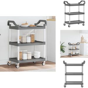 vidaXL Trolley - Trolleys - Drankkar - Drankkast - Trolley 3-laags 81x41x92 cm aluminium grijs