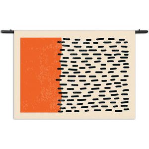 Velours Wandkleed Scandinavisch Oranje Rechthoek Horizontaal XXXL (150 X 210 CM) - Wandkleden - Met roedes