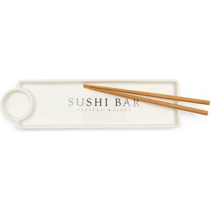 Riviera Maison Sushi bord rechthoek Wit - Sushi Suhi servies incl chopsticks - Porselein
