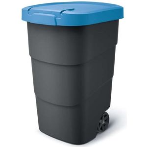 Prosperplast - Wheeler - Grote Afvalbak met wielen 110L - Blauw / Kunststof