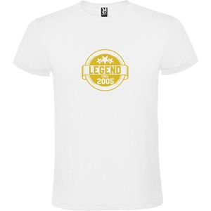 Wit T-Shirt met “Legend sinds 2005 “ Afbeelding Goud Size XXL
