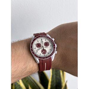 MoonSwatch horlogebandje - Rood Wit Accent