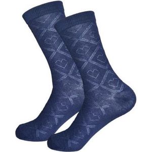 Dames Sokken - Luchtig - Dun - Print - Blauw - 5 Paar - Maat 39-41