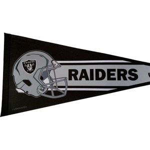 USArticlesEU - Las Vegas Raiders - Oakland Raiders - Helm - NFL - Vaantje - Wimpel - Vlag - American Football - Sportvaantje - Pennant - Zwart/Wit/Grijs - 31 x 72 cm