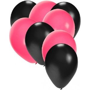 30x Sweet 16 verjaardag thema ballonnen -15 x zwart en 15 x roze - 16 jaar leeftijd versiering