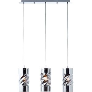 BRILLIANT lamp, Curly hanglamp 3-vlams chroom, glas/metaal, 3x A60, E27, 40W, normale lampen (niet meegeleverd), A++
