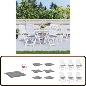 vidaXL Tuinstoelkussens - 6 stuks - 40x40x3 cm - Grijs Stoelkussens - Outdoor Kussens - Tuinkussens - Balkon Kussens - Waterafstotende Kussens