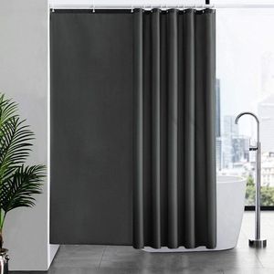 Douchegordijn, schimmelbestendig, polyester, wasbare stof, groot, waterdicht, voor badkuip, badkamer, met 12 haken en oogjes, donkergrijs, 200 x 200 cm