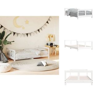 vidaXL Kinderbedframe - Kinderbedframes - Kinderbed - Peuterbed - Kinderbedframe 80x160 cm massief grenenhout wit