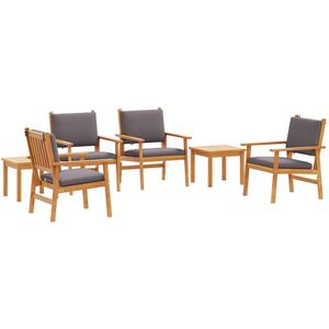 vidaXL - 6-delige - tuin - eetset - met - kussens - van - massief - acaciahout