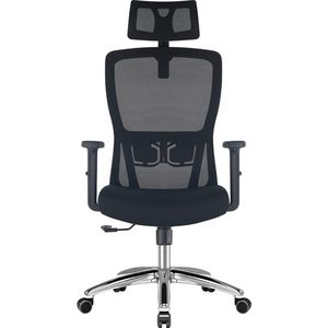 bureaustoel, ergonomisch met verstelbare hoofdsteun, armleuningen, lendensteun, draaistoel, kantelfunctie, 90°-120° (niet afsluitbaar), bureaustoel 150 kg