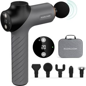 Diepweefsel spiermassagegeweer met LCD-scherm - draagbaar en snel opladen - nek en schouder massage gun met 5 koppen