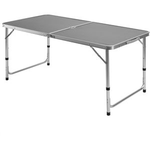 Casaria Campingtafel – Inklapbaar Verstelbaar - 120x60x70 cm Grijs