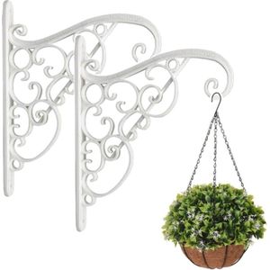 Prosperplast Bloempothanger/bloempot haak - 4x - kunststof - wit - 20 x 23 cm