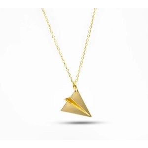 Lumici® | Fly Necklace - Vlieg Ketting - Vliegtuig - Papier - Plane - Paper - Piloot - Vlieger - Cadeau Voor Vrouwen - Moederdag Cadeau - Valentijn - Liefde - Verrassing - Goud Zilver Zwart