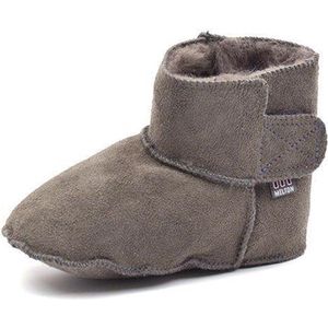 Melton Lambfur bootie - Graphite Grey - babyslofjes - maat 18/19