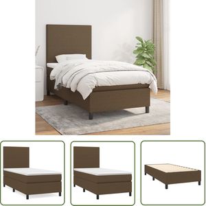The Living Store Boxspring met matras stof donkerbruin 90x200 cm - Boxspringbed - Boxspring - Bed - Donkere Bruine Bed - Slaapcomfort