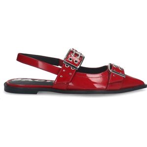 Sacha - Dames - Rode leren buckle slingbacks - Maat 40