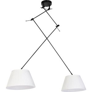 QAZQA blitz - Klassieke Hanglamp met kap - 2 lichts - L 750 mm - Wit - Woonkamer | Slaapkamer | Keuken