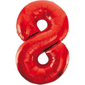 LUQ - Cijfer Ballonnen - Cijfer Ballon 8 Jaar rood XL Groot - Helium Verjaardag Versiering Feestversiering Folieballon