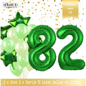 Cijfer Ballon 82 Jaar Groen Forrest Green Boeket * Hoera 82 Jaar Verjaardag Decoratie Set van 15 Ballonnen * 80 cm Verjaardag Nummer Ballon * Snoes * Verjaardag Versiering * Kinderfeestje * Forrest Green* Nummer Ballon 82 * Groen