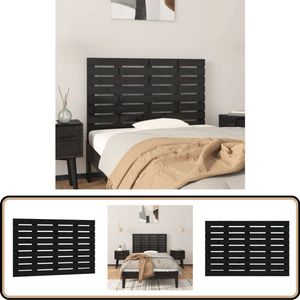 Zwart massief grenenhouten hoofdbord 106x63 cm Wandhoofdbord - Hoofdbord - Grenenhout - Zwart - Vintage