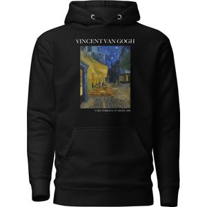 Vincent van Gogh 'Terras van een Café 's Nachts' (""Café Terrace at Night"") Beroemd Schilderij Hoodie | Unisex Premium Kunst Hoodie | Zwart | XL