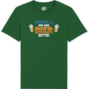 Schnell! Nog Eine Bier Bitte! - Grappige Apres Ski Wintersport Kleding - Mannen / Vrouwen / Unisex - Foute Ski en Snowboard Vakantie Outfit Cadeau - Unisex T-Shirt - Bottle Groen - Maat L