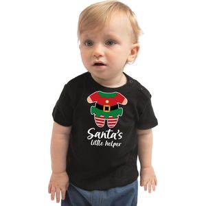 Bellatio Decorations kerst baby t-shirt - Kerst elfje - zwart - Santa little helper 62