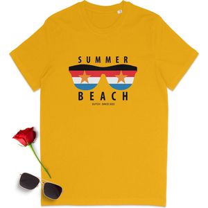 T Shirt Heren - T Shirt Dames - Zomer Strand - Summer Beach - Geel - Maat XXL