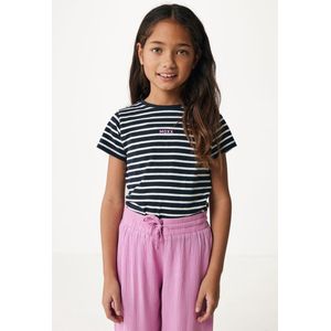 Basic Striped Short Sleeve Meisjes - Navy - Maat 110-116