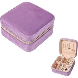 Sieradendoosje - Velvet Lila | 10 x 10 x 5 cm | Fluweel Sieraden Opberger/Display | Fashion Favorite