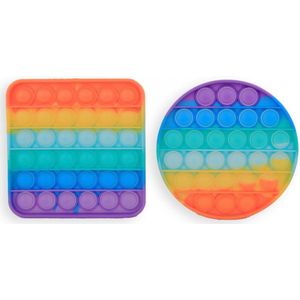 Pop It Fidget Unieke Set: Regenboog Rond & Vierkant