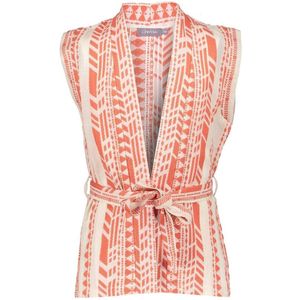 Geisha zomer gilet meisjes - fancy woven - oranje / off wit