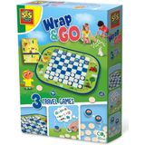 SES - Wrap&Go reisspellen - Dammen - Memo - Ik ga op reis en ik neem mee - 3 in 1 - travel size - speelbord is de bewaartas - houten onderdelen