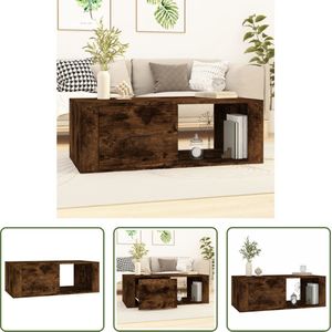 The Living Store Salontafel - Gerookt eiken - 100 x 50.5 x 35 cm - Duurzaam hout - Opbergruimte